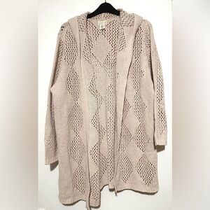 NWT Artelier Nicole Miller Open-Knit Hooded Cardigan 2XL